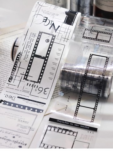 條條框框 輕復古黑棕打底素材 PET 和紙膠帶 手帳拼貼咕卡