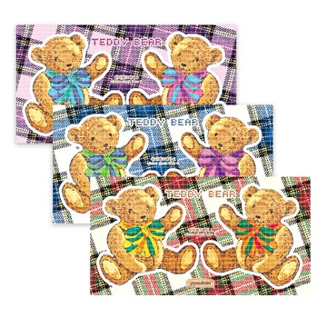 冬日格紋熊貼紙