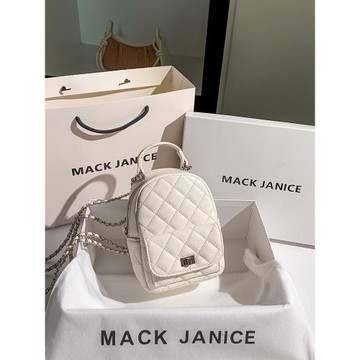 MackJanice經典百搭小香風菱格鏈條迷你雙肩包包女2023秋冬新款包