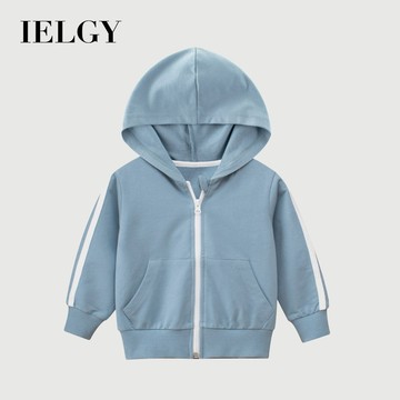 IELGY 時尚連帽運動拉鍊夾克男童條紋