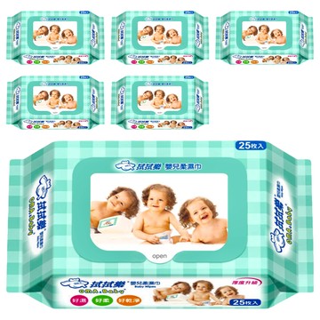 拭拭樂 嬰兒柔濕巾 15cmx20cm 超厚超柔 觸感舒適 不含酒精 不含香料 低刺激性  135g  25張  6包