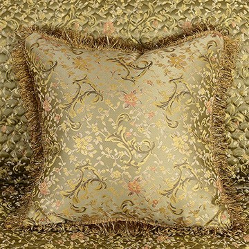 【協貿】時尚百搭經典提花高端綠色方形抱枕含芯