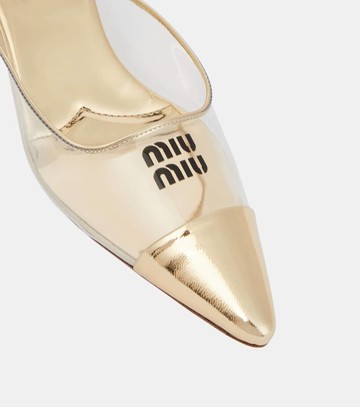 Miu Miu Logo leather and PVC mules