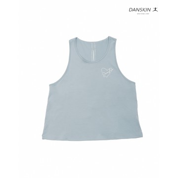 【Danskin】淺藍色親膚棉感透氣後開衩背心 X5VVS602