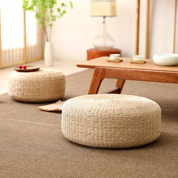 榻榻米/坐墊/椅子坐墊/椅墊/坐椅墊 草編蒲團坐墊茶道圓形榻榻米加厚禪修墊打坐墊蒲墊地上坐墩飄窗墊