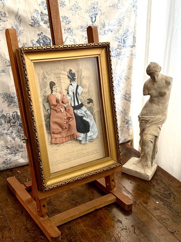 50238-珍藏法國古董藝術攝影粉彩畫肖像畫畫家Gerschel落款