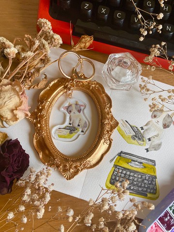 Zoesforest森林復古文具鑰匙圈-小山羊打字機