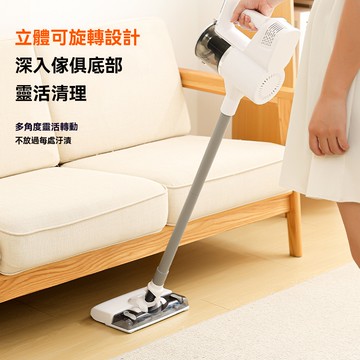 ✨無線吸塵器 家用大吸力 便攜式手持吸塵器 小型乾濕兩用高功率吸拖地機 白色 吸拖一體