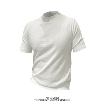 硬漢風灰色收腰短袖針織衫男款夏季小領口T恤彈力修身顯肌肉半袖鑫弘-衣錦男裝