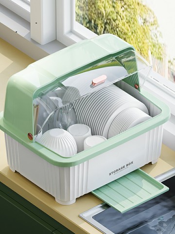 廚房碗筷收納盒瀝水碗柜帶蓋裝餐具家用碗盤箱置物架子碗碟收納架