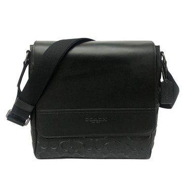 【COACH】HOUSTON MAP浮雕C LOGO掀蓋男款斜背包(黑)