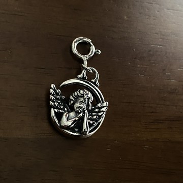 小寶s925純銀復古天使吊墜女單墜項鏈側墜高級感冷淡風銀飾僅吊墜