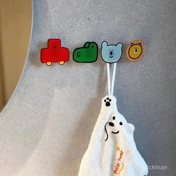 臺灣出貨🔥卡通可愛免打孔掛鈎強力粘膠墻壁承重無痕洗手間廚房掛毛巾擦手巾