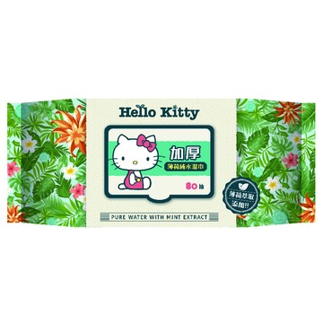 [寶富華](箱購)Hello Kitty 加厚 薄荷 柔濕巾80抽 ×24包 (3D壓花無紡布、不易掉屑)(添加薄荷萃取)