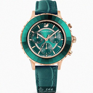 SWAROVSKI手錶，編號SW00030，40mm玫瑰金，錶殼，綠錶帶款_廠商直送