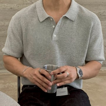 【Metanoia】韓國設計 翻領針織短袖