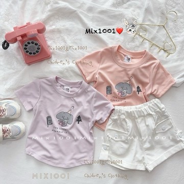 🌈✨mix1001閱讀書本小象印圖上衣✨兒童聖誕樹小象短版上衣5-17