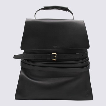 Moschino Black Leather Backpack