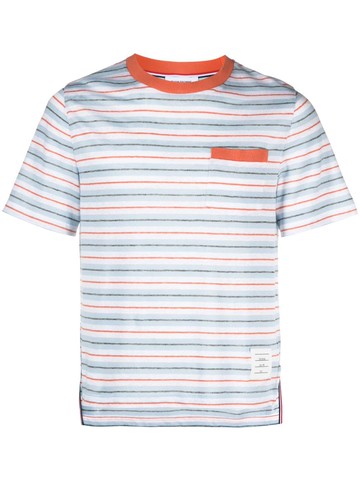 Thom Browne - striped-detailed short-sleeved T-shirt - men - Elastane/Linen/Flax - 2 - Blue