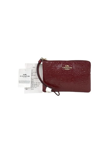 coach 紅色 Corner Zip Wristlet 漆皮手拿包