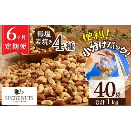 ふるさと納税 無塩の素焼きミックスナッツ　小分け40袋(計1kg)　6ヶ月定期便　H059-114 愛知県碧南市