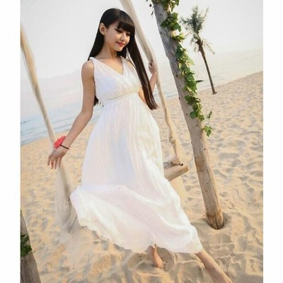 ワンピースロング丈キャミワンピ体型カバーマキシワンピースシフォン白ワンピゆったり夏春無地aラインボヘミア 通販 Lineポイント最大get Lineショッピング
