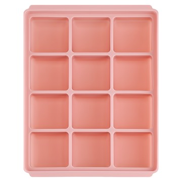 Edison 12格矽膠嬰兒副食品分裝盒 粉色 12.8x15.8公分  2個