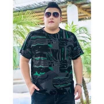 夏季新款潮牌大碼男裝短袖T恤加肥加大胖子肥佬半袖涼感肥佬衣服