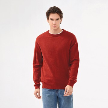 Hang Ten- 喀什米爾混紡圓領毛衣-男(酒紅花紗)