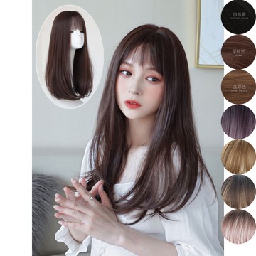 [台灣出貨附發票] 中長款 整頂假髮 假髮 空氣劉海 假髮女 wig 假发 長捲假髮 大波浪假髮 女生假髮 假頭髮