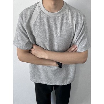 ONUN 美式復古氨綸太空棉空氣層拼接短袖正肩T恤寬松休閑boxy版型