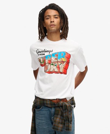 Superdry Men's Travel Postcard Graphic T-Shirt White Size: S