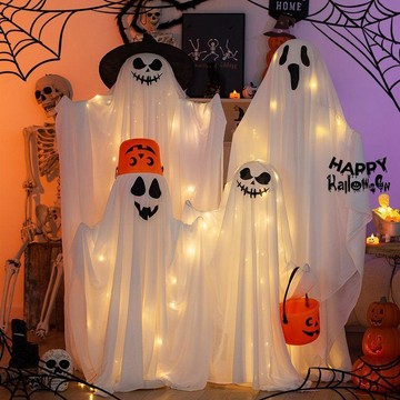 萬聖節裝飾🎈萬聖節佈置 Halloween 派對佈置 店鋪裝飾 拍照道具 道具發光幽靈站立鬼裝飾用品兒童場景佈置恐怖裝