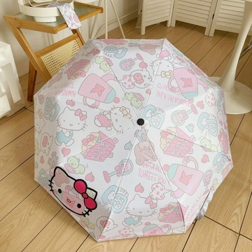 Kitty雨傘 摺疊傘 晴雨傘🎀 hellokitty全自動雨傘女晴雨兩用高顏值黑膠防曬太陽傘可愛凱蒂貓 可愛雨傘 陽傘