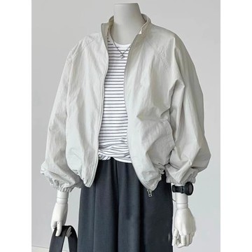 CHAO級推薦！速干立領沖鋒衣拉鏈外套女26新款冷杏短款飛行員夾克