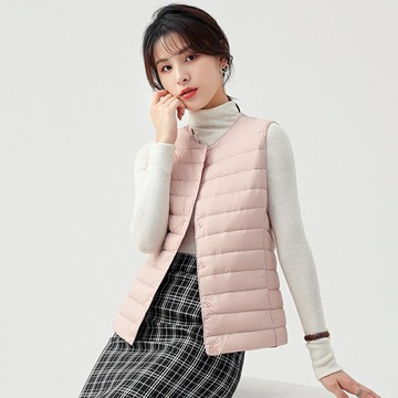 【8色】輕薄韓國羽絨背心 90%白鴨絨羽絨衣 女生背心 時尚圓領背心 保暖秋冬季背心 都市休閒羽絨背心 簡約內搭衣