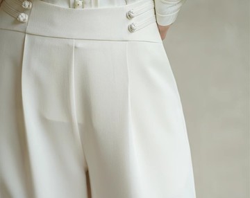 新中式中國風 盤扣高級垂感寬鬆闊腿褲