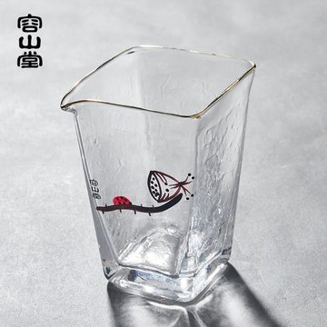 容山堂釋水 手繪玻璃公道杯 加厚錘目耐熱分茶器大號茶碗功夫茶具