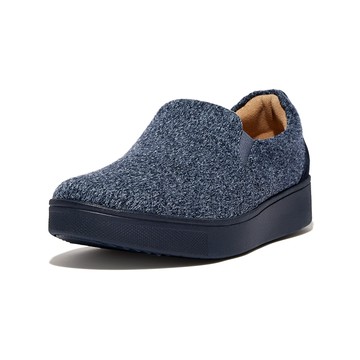 休閒鞋 【FitFlop】RALLY MERINO WOOL SLIP-ON SKATE SNEAKERS 易穿脫時尚休閒鞋-女(午夜藍)