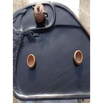 歙硯石頭材料新中式家用茶盤禪意功夫簡約茶臺排水茶海辦公室茶具