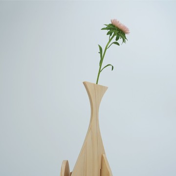 木質花瓶 NO.2 一輪插+木偶組合+檜木+療癒+居家擺飾+免費刻名+免費禮品包裝 日系 花器 客製化 贈禮 客製化 居家裝飾