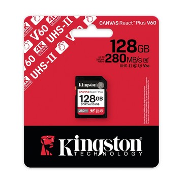 Kingston 金士頓 Canvas React Plus 128GB SDXC UHS-II V60 U3 記憶卡