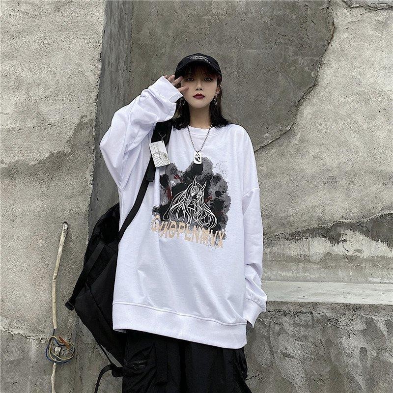 Tシャツ レディース長袖 秋 ゆるい トップス 韓国ファッション 原宿系