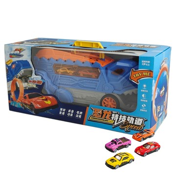 GOYO 速跑 恐龍造型360度軌道特技飛車 附4台小車 車款隨機 8804  1套  41 x 17 x 12.5cm  恐龍 多色