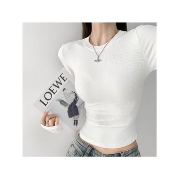 舒服到不想脫！歐美風修身純色內搭打底衫女春秋辣妹短款針織上衣