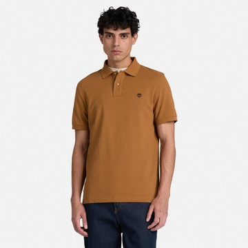 Timberland 男款深小麥色刺繡LOGO短袖Polo衫｜A2AC1EH2