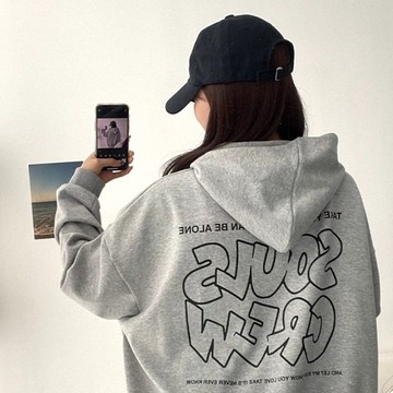 【AMERO】男裝 女裝 長袖連帽Ｔ恤 牛奶絨 英文字印花 情侶裝