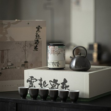 公司貨 免運 茶具套裝 茶杯 茶壺 茶具套裝禮盒 沙金釉整套提梁壺茶具 含茶葉罐 日式家用侘寂風茶具套組