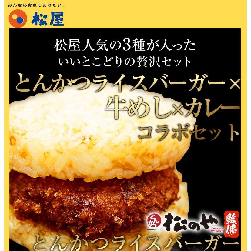 牛丼 牛丼の具 とんかつライスバーガー＆プレミアム牛めし＆オリジナルカレー30食セット（とんかつライスバーガー 牛めし オリジナルカレー各10） 業務用 松屋