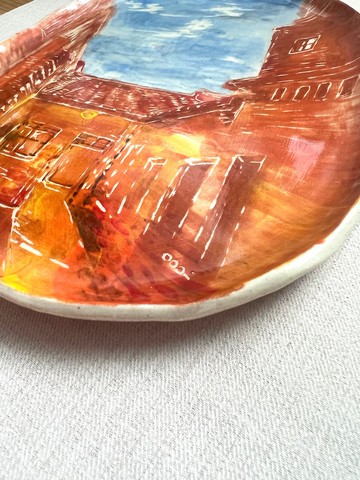 大稻埕的氣息  手繪陶25.4 x 19.2cm